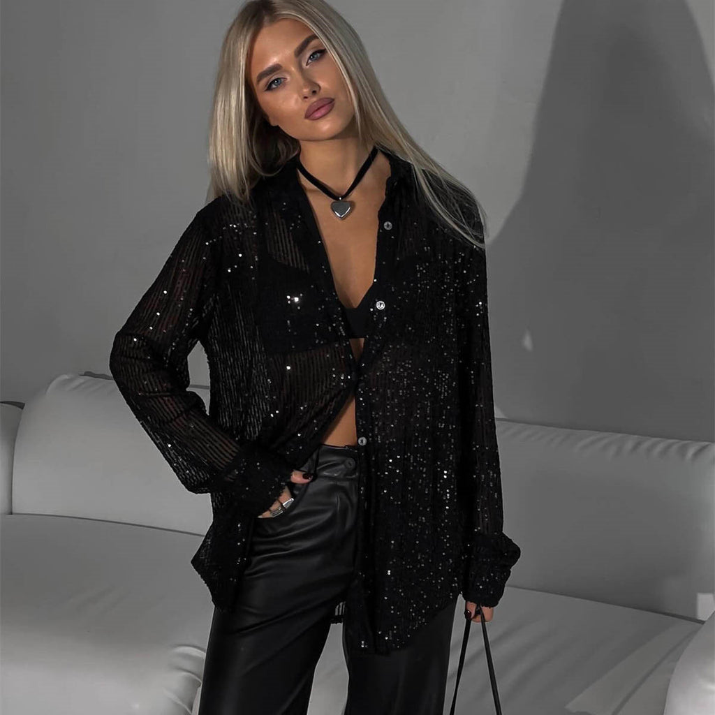 Women's Glamorous Glitter Shirt