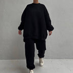 Women's Comfortable Oversized Loungewear Set with High Collar and Elastic Cuffs