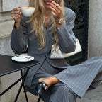 Women's Elegant Striped Two-Piece Suit