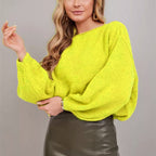 Women's Fluffy Off-Shoulder Sweater with Dropped Shoulders