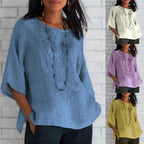 Women's Embroidered Linen Blouse
