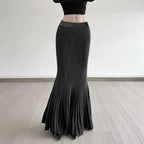 Women's Maxi Skirt with Ribbed Texture and Flared Hem