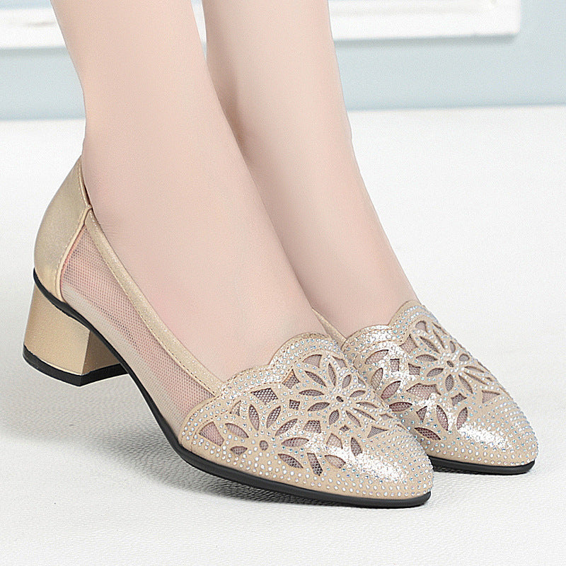 Women's Floral Ballet Flats with Mesh