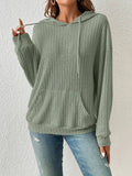 Women's Cozy Ribbed Hoodie with Kangaroo Pocket