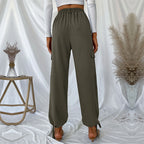 Women's Cargo Pants with Adjustable Waist and Side Pockets