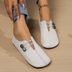 Women's Ballet Flats with Elastic Strap and Decorative Button