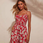 Women's Maxi Skirt with Floral Design and Adjustable Straps