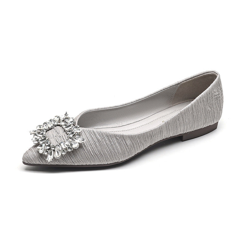 Women's Ballet Flats with Crystal Accent