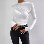 Women's Elegant Long-Sleeve Shirt with Ruching