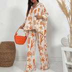 Women's Casual Two-Piece Set with Artistic Pattern