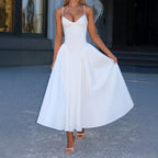 Women's A-Line Evening Dress with Adjustable Spaghetti Straps