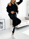 Women's Casual Jogging Suit with Chic Cut and Elastic Waistband