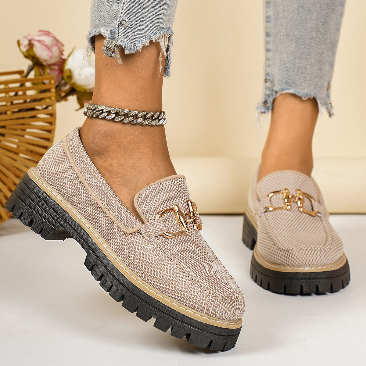 Women's Breathable Slip-On Sneakers with Decorative Detail