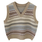 Women's Sleeveless V-Neck Patterned Knit Vest