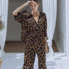 Women's Wide-Leg Jumpsuit with Giraffe Print