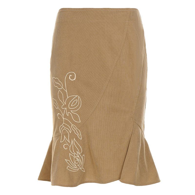 Elegant Floral Wrap Skirt with Wide Hem