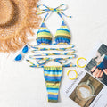 Women's Bandeau Bikini with Fashionable Stripes and Adjustable Strap System