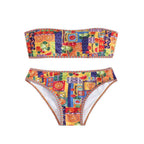 Women's Bandeau Bikini with Colorful Fruit Pattern