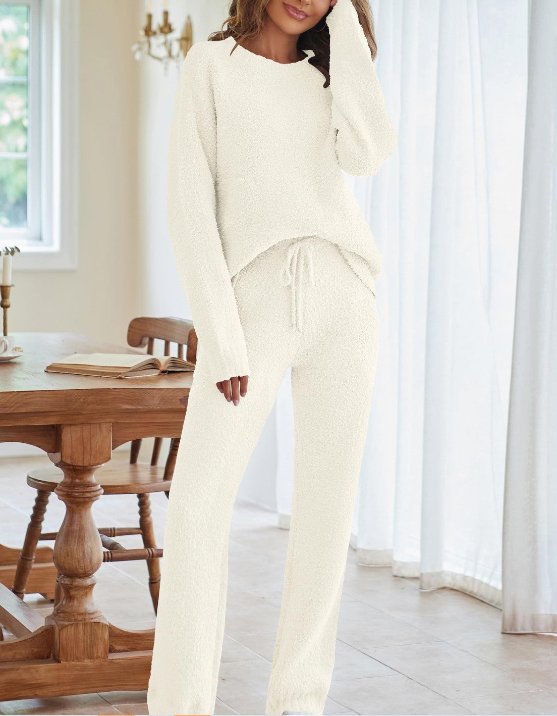 Women's Cozy Lounge Set with Oversized Sweater and Drawstring Pants