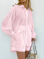 Women's Striped Shirt and Shorts Set