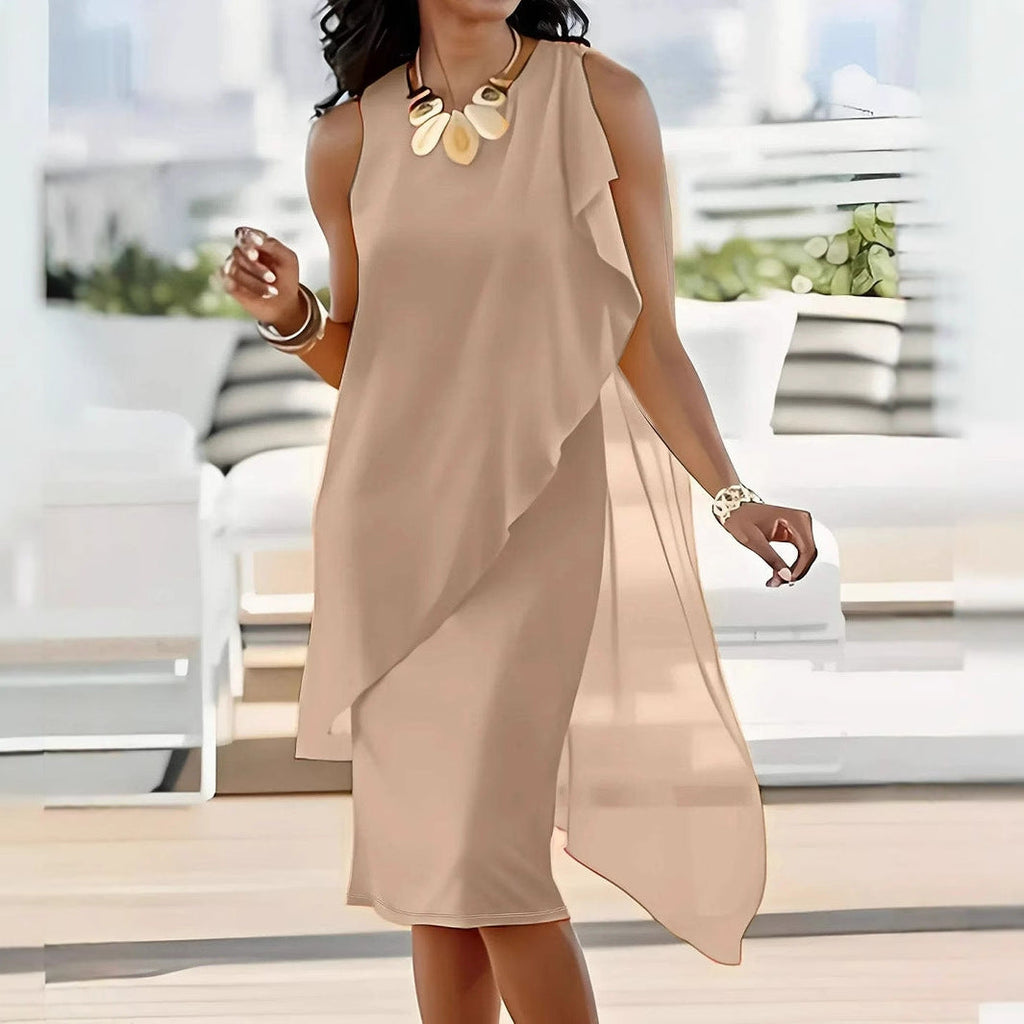 Women's Asymmetrical Chiffon Dress with Flowing Cut
