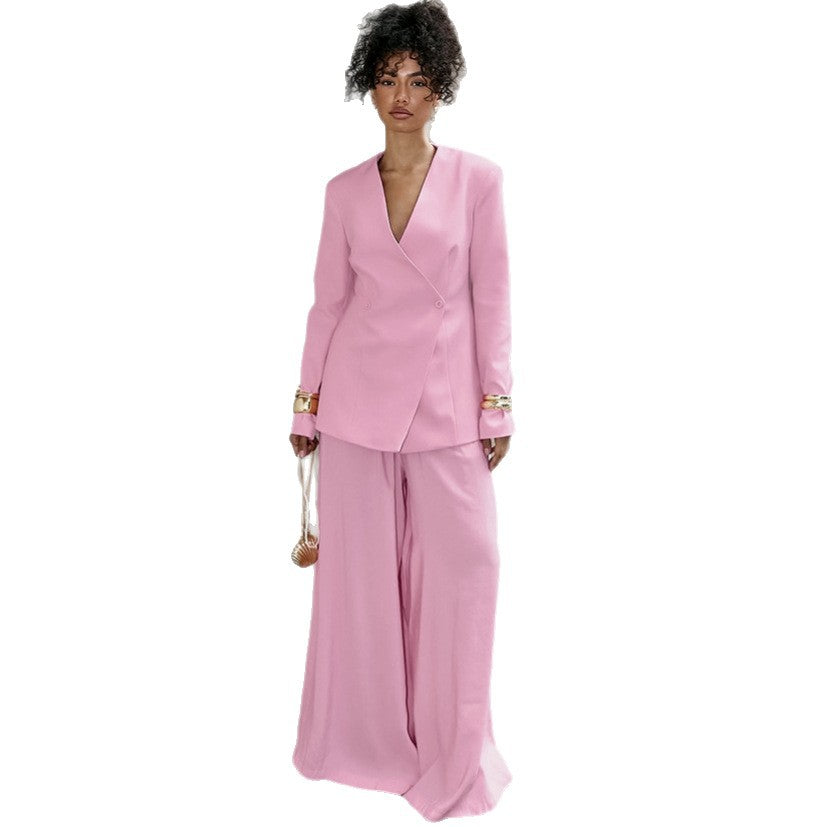 Elegant Blazer and Wide-Leg Trousers Ensemble