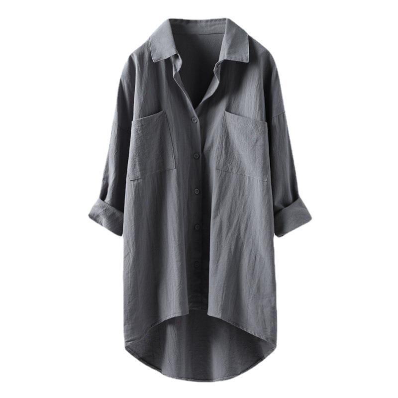 Casual Long-Sleeve Button-Down Blouse