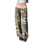 Women's Comfortable Cargo Pants with Elastic Waistband and Camouflage Pattern