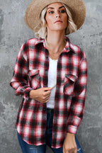 Women's Vintage-Style Plaid Flannel Shirt with Chest Pockets