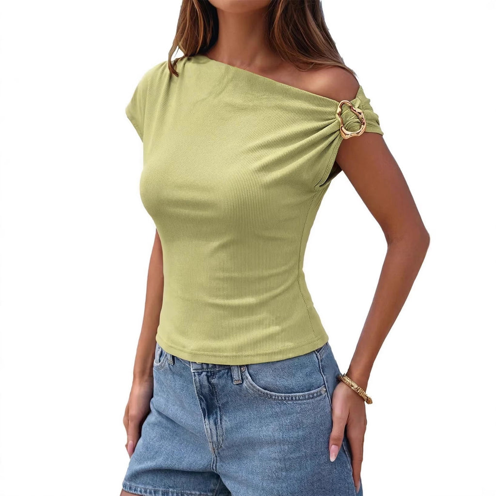 Women's Asymmetrical Shoulder Detail Top