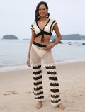 Women's Crochet Crop Top and Shorts Set