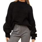 Women's Cozy Oversized Sweater with Voluminous Sleeves