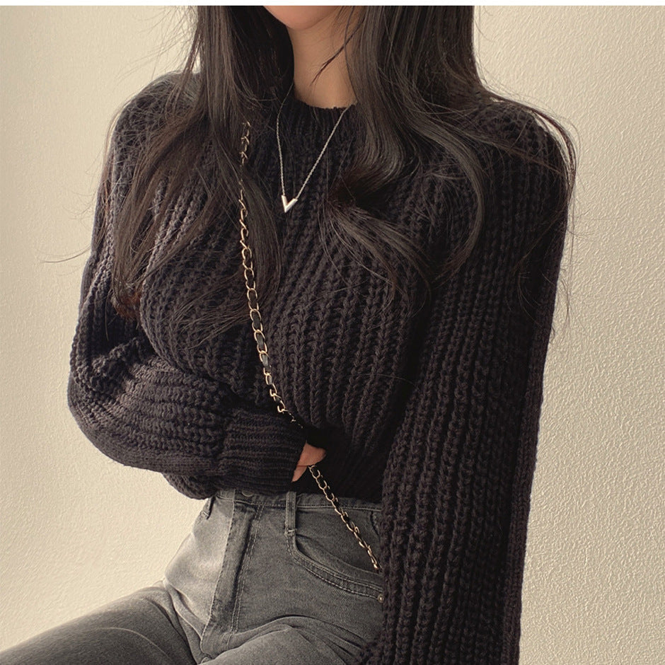 Women's Chunky Knit Sweater with Wide Fit and Dropped Shoulders