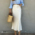 Elegant Satin Skirt with Slim Cut and Slit