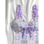 Women's Swimsuit with Floral Pattern and Playful Ruffle Design