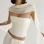 Women's Bandeau Top with Elegant Chiffon Overlay