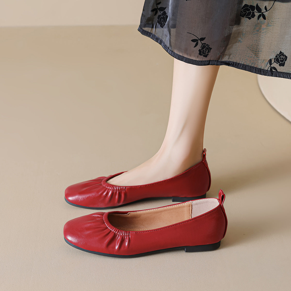 Women's Ballet Flats with Subtle Pleating