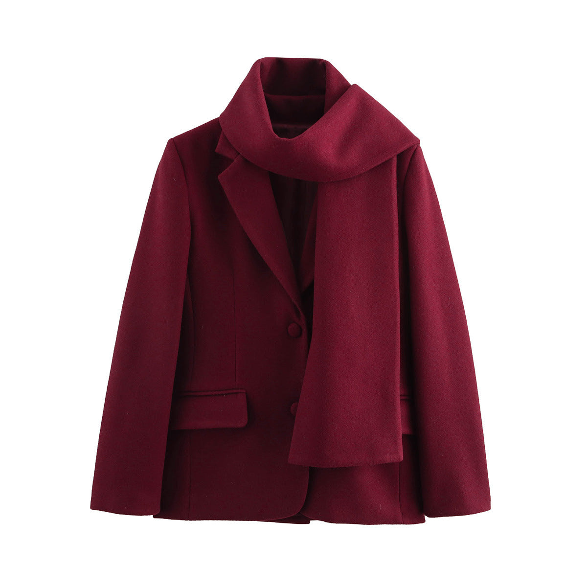 Elegant Winter Coat with Chic Collar and Matching Scarf