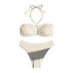 Women's Bandeau Bikini with Lace-Up Details and High-Cut Legs
