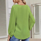 Elegant Women's Blouse with Knot Detail and V-Neck