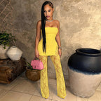 Women's High-Quality Layered Look Jumpsuit with Lace Accents