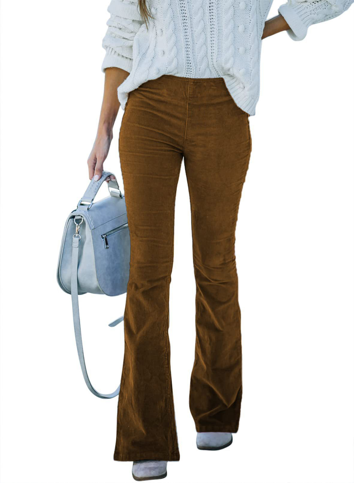 Women's High-Waisted Flared Corduroy Pants