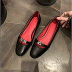 Women's Ballet Flats with Strap and Shimmer Accent