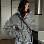 Women's Cozy Soft Crop Pullover Set with Zipper Collar