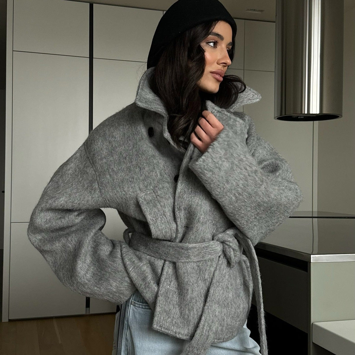 Women's Cozy Soft Crop Pullover Set with Zipper Collar