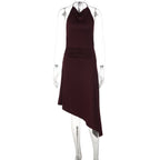 Women's Asymmetrical Strap Dress with Elegant Draping