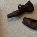 Women's Square-Toe Ballet Flats with Adjustable Strap