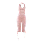 Women's Jumpsuit with Ruching and Tie-Neck