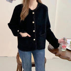 Women's Bouclé Jacket with Elegant Pearl Buttons