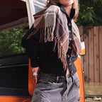 Elegant Cardigan with Fringe and Decorative Buttons